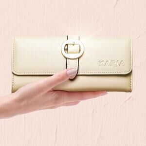 NEW KARIA Women's Long Wallet Ivory Card Holder High Quality Great for to Gift